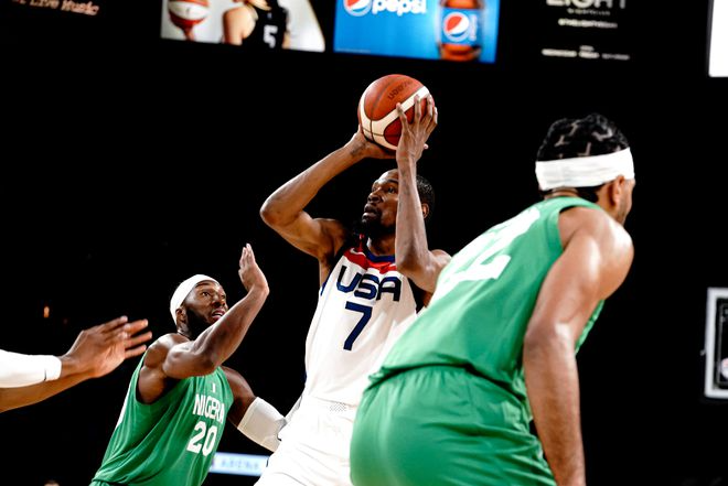 美国男篮热身赛VS尼日利亚——杜兰特跳投