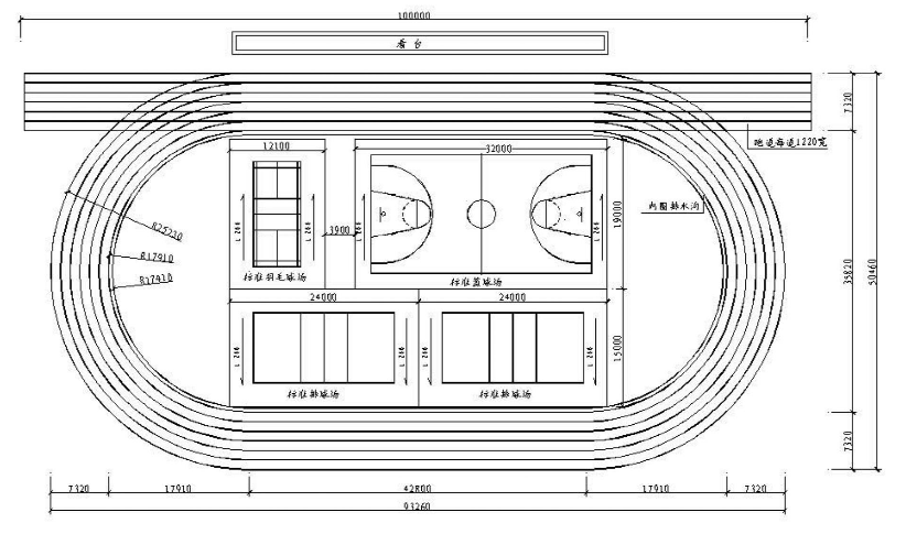 200米标准跑道尺寸图