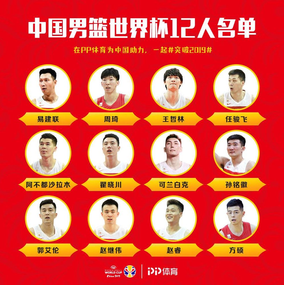 中国男篮公布12人名单，世界杯最新战力榜出炉